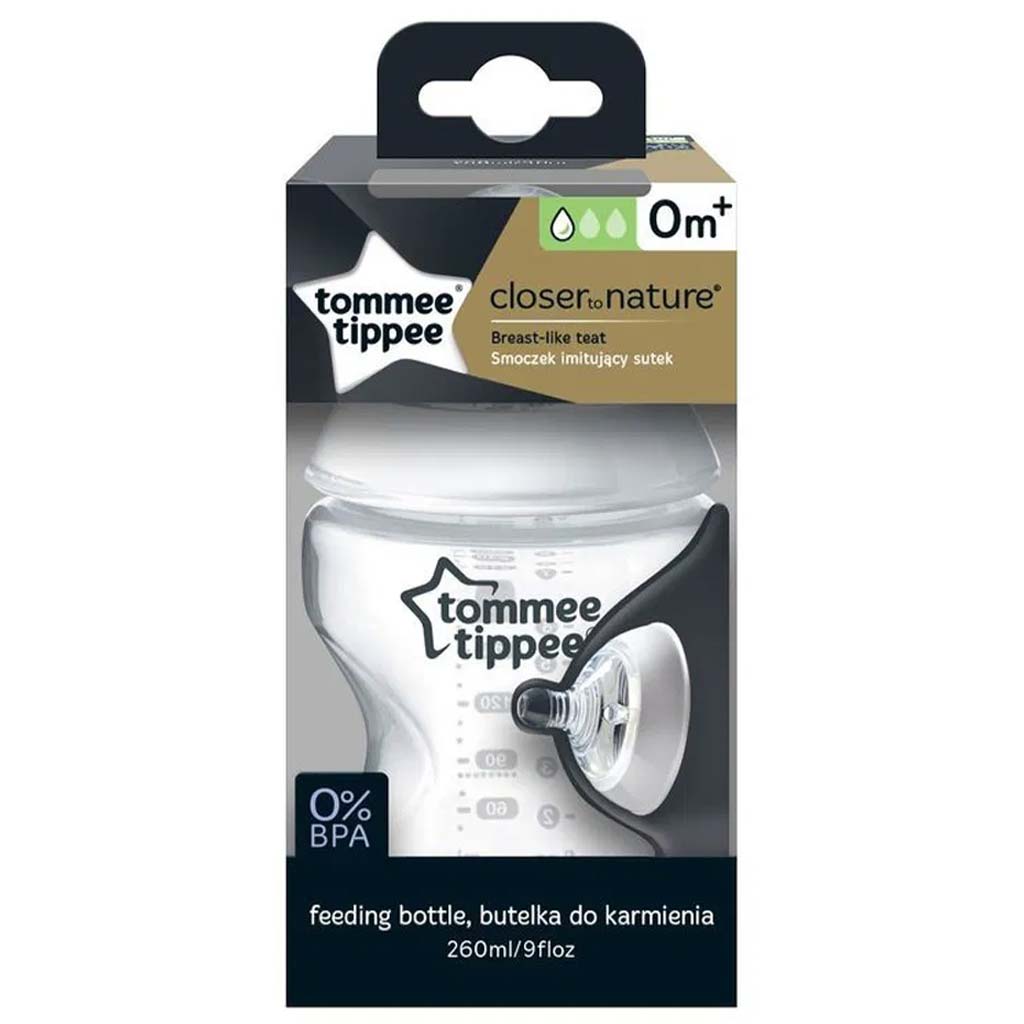 Tommee Tippee: Closer To Nature átlátszó cumisüveg 260ml (0 hó+) kép 1