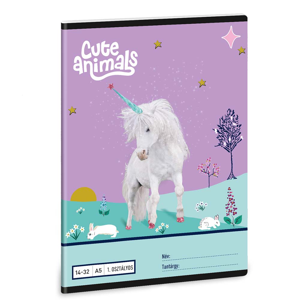 Ars Una: Cute Animals - Unicorn A/5 1.osztályos vonalas füzet 14-32 kép 1