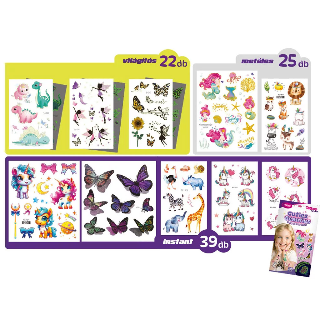 TyToo: Cuties & Beauties Tetoválás Matrica Szett kép 2