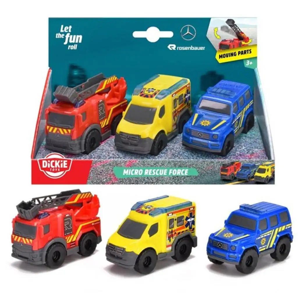 SOS Mikro mentőautók 3db-os szett 9cm - Dickie Toys kép 1