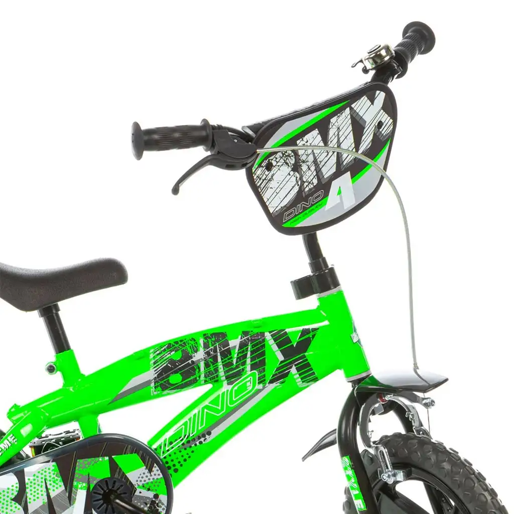 BMX 12” gyerek bicikli oldalkerekekkel zöld-fekete színben – Dino Bikes kerékpár kép 3