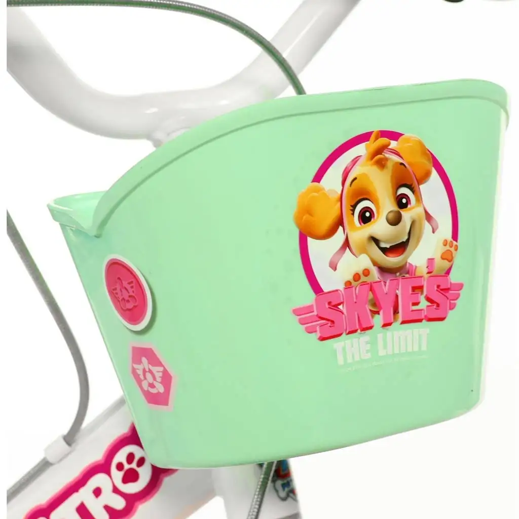 Mancs Őrjárat Skye 14” gyerek bicikli kosárral és babaüléssel rózsaszín-mentazöld színben – Dino Bikes kerékpár kép 3