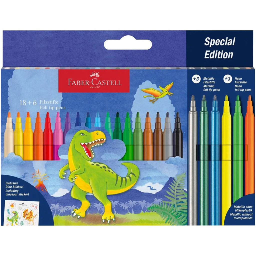 Faber-Castell: Dinoszauruszos filctoll készlet 18+6db-os csomag kép 1