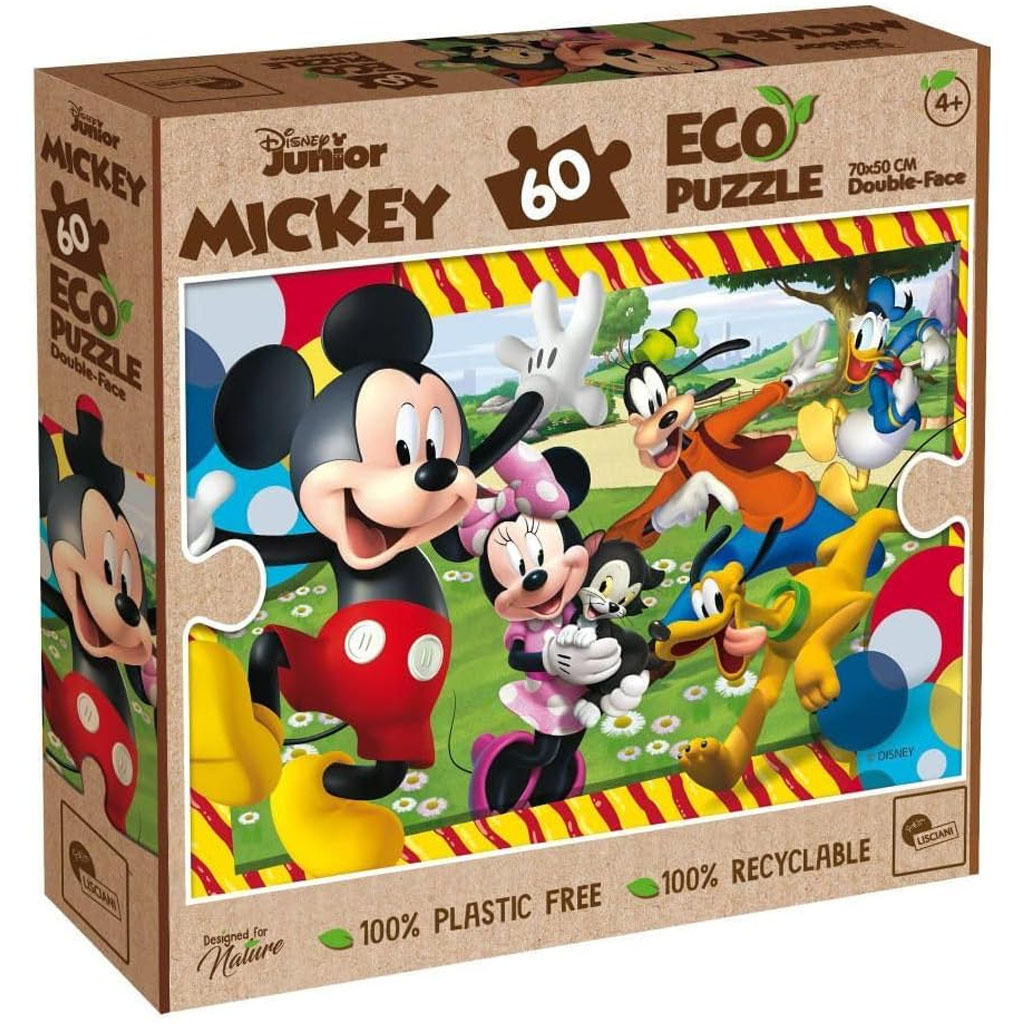Mickey egér és barátai 2 az 1-ben 60db-os Eco puzzle és színező 70x50cm - Lisciani kép 1