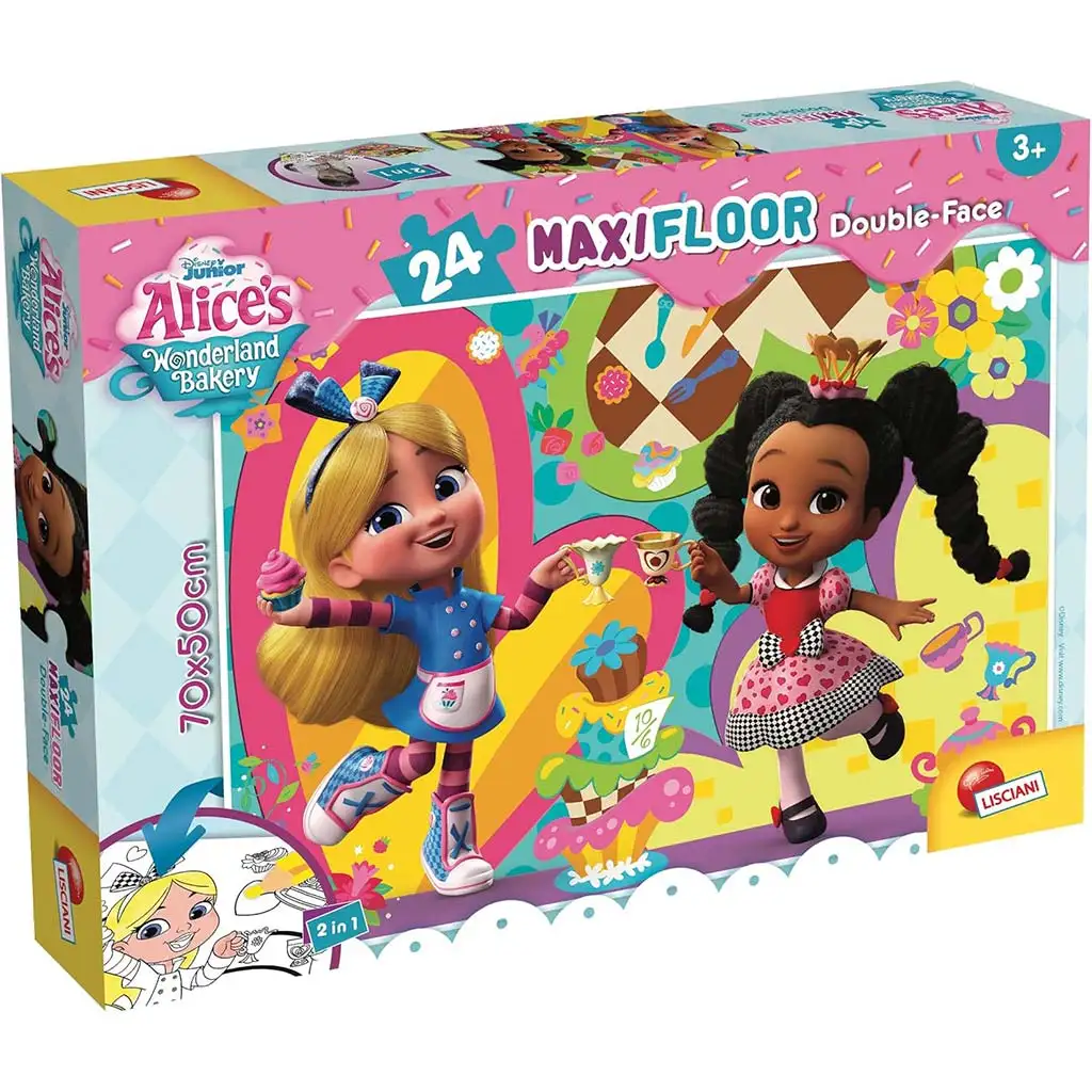 Disney Alice Csodaországban 2 az 1-ben maxi 24db-os puzzle és színező 70x50cm - Lisciani kép 1