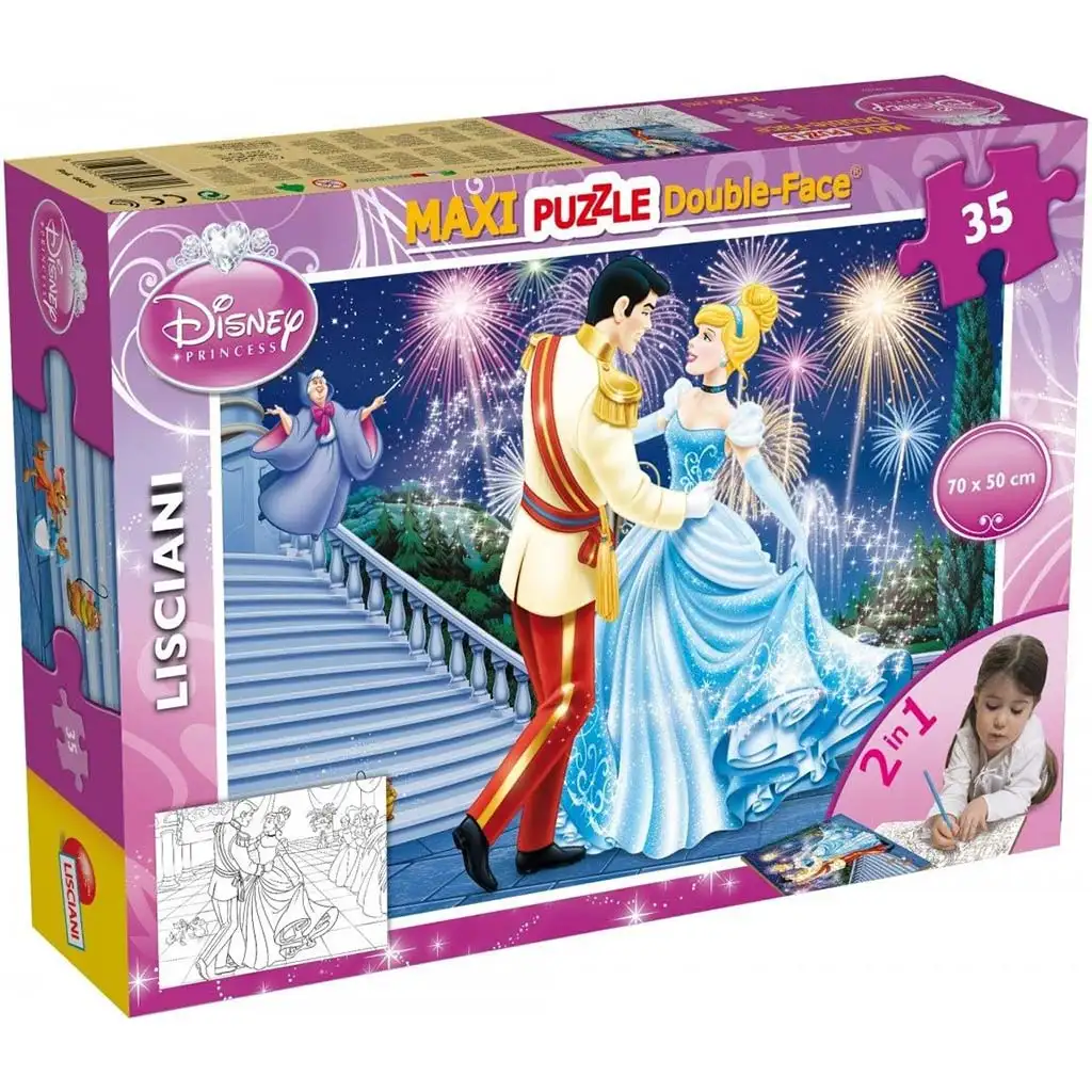 Disney Hamupipőke 2 az 1-ben 35db-os maxi puzzle és színező 70x50cm - Lisciani kép 1