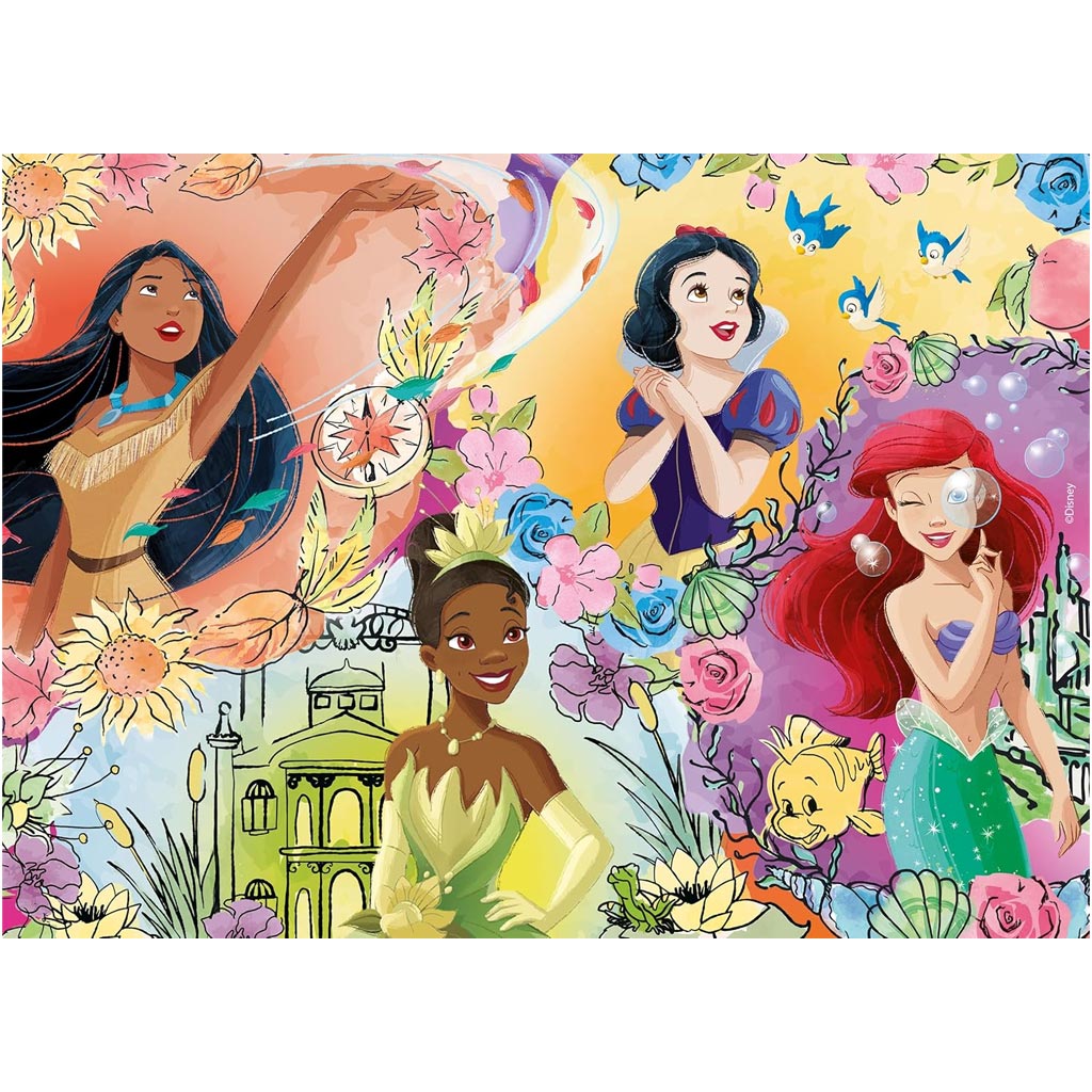 Disney hercegnők 2 az 1-ben 24db-os puzzle és színező 35x25cm - Lisciani kép 2