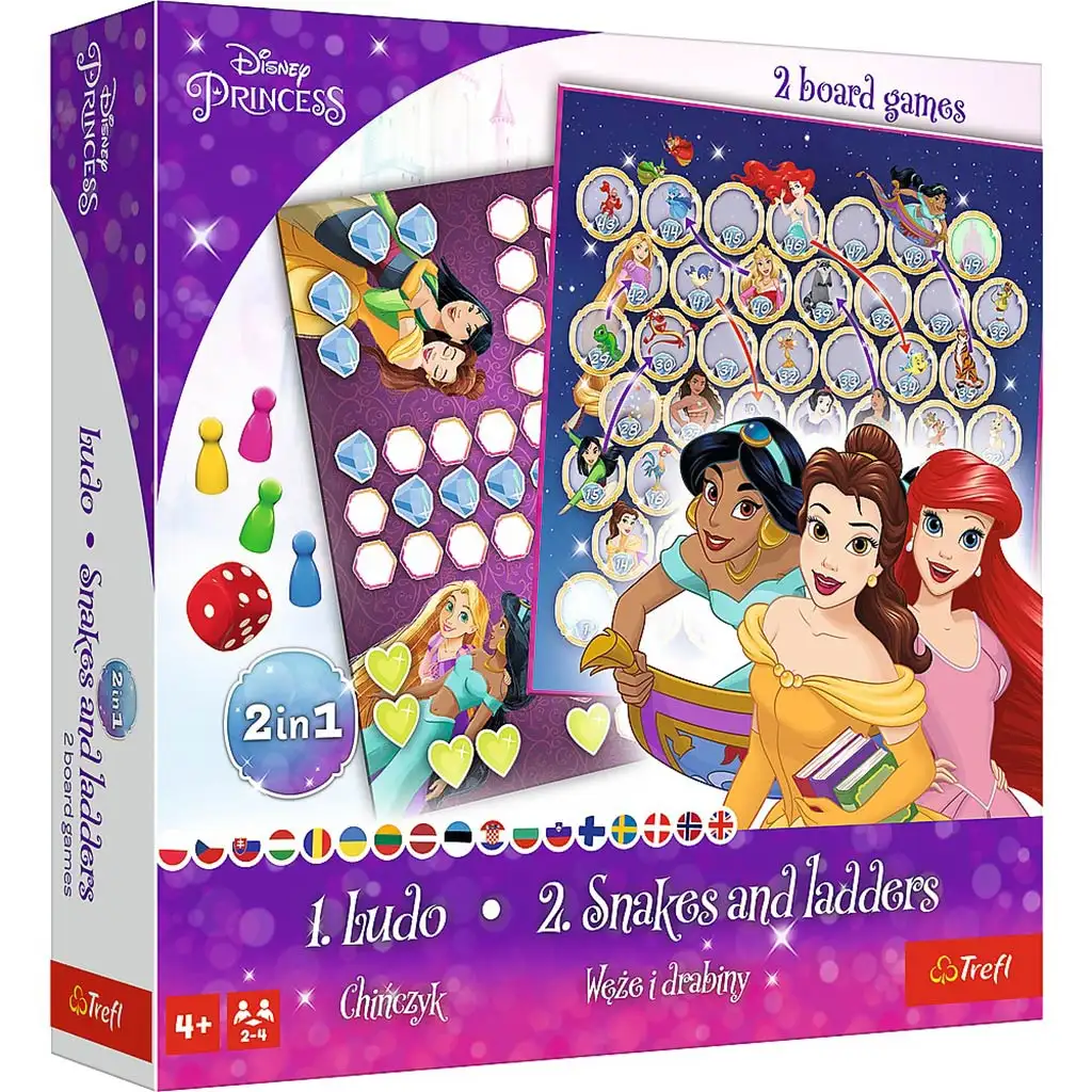 Disney Hercegnők 2 az 1-ben társasjáték: Ki nevet a végén? és Kígyók és létrák - Trefl kép 1