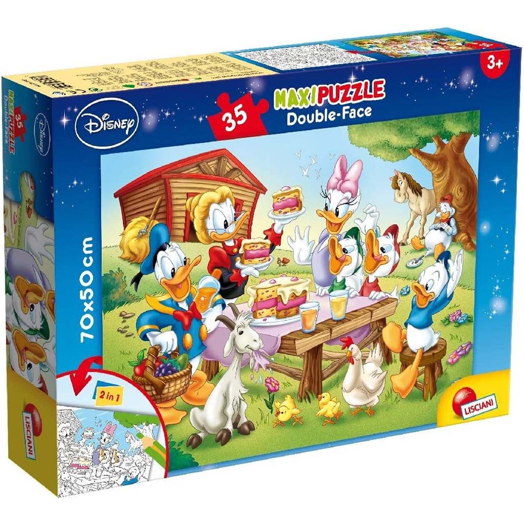 Disney Donald kacsa családja 2 az 1-ben maxi 35db-os puzzle és színező 70x50cm - Lisciani kép 1
