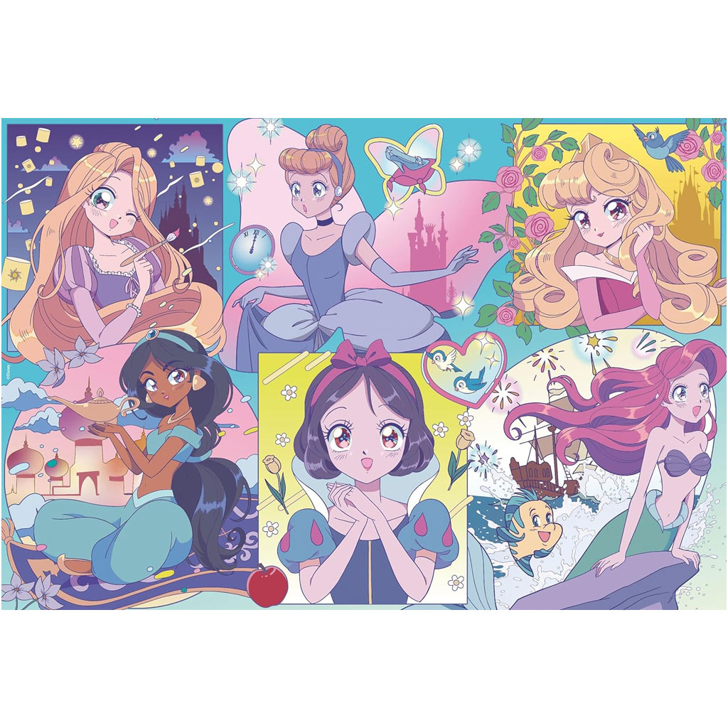 Disney Hercegnők – Mangás varázslat 2 az 1-ben 250db-os puzzle és színező 50x35cm - Lisciani kép 2