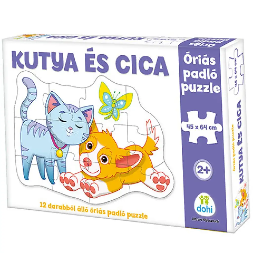Kutya és cica óriás padló puzzle 12db-os kép 1