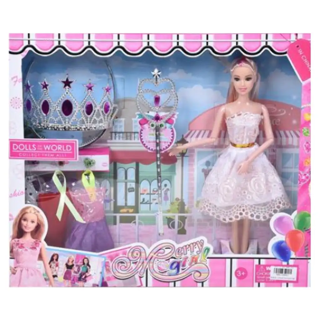 Dolls World: Divat baba jogarral és tiarával kép 1