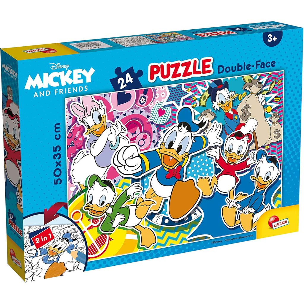Disney Donald kacsa 2 az 1-ben 24db-os puzzle és színező 50x35cm - Lisciani kép 1
