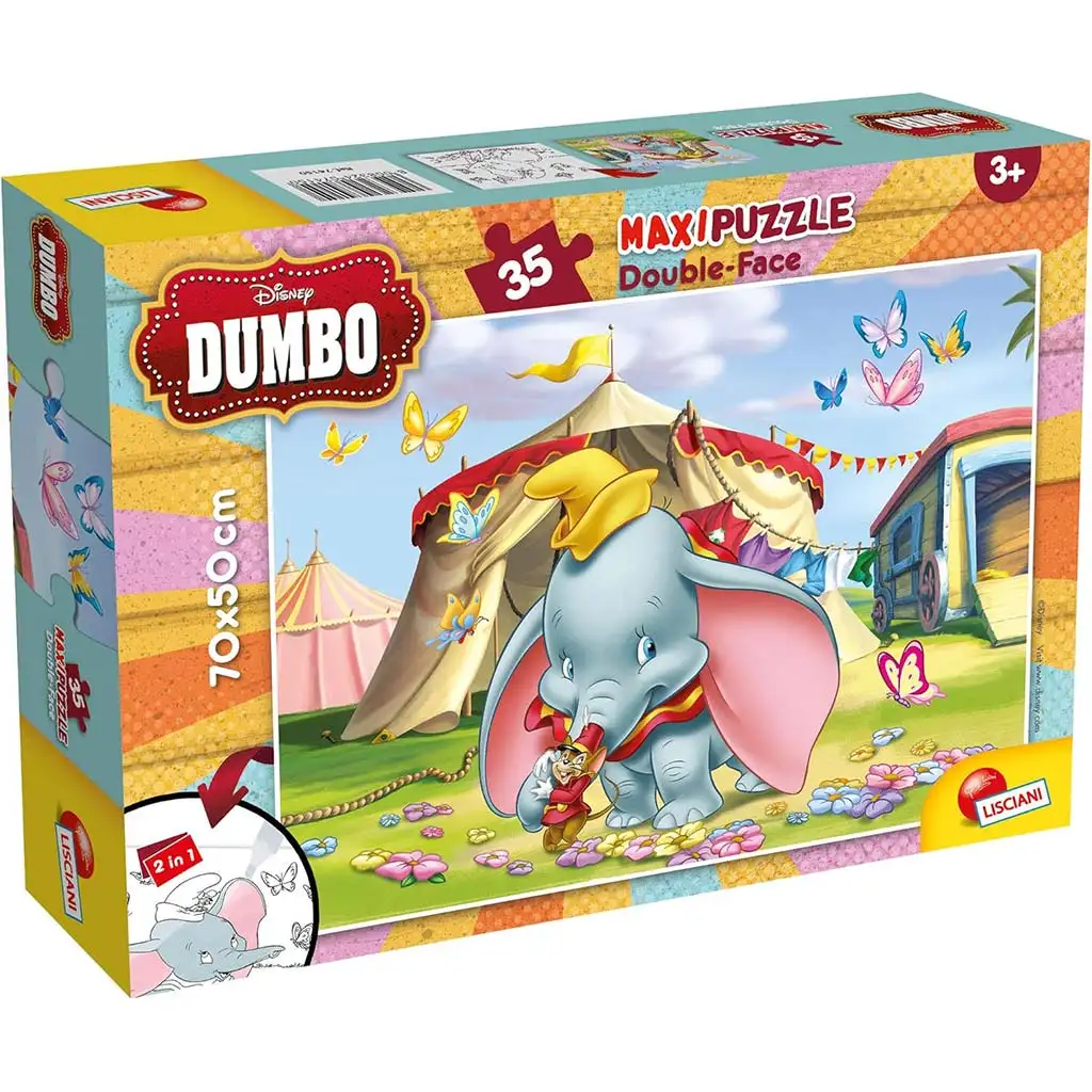 Disney Dumbo 2 az 1-ben 35db-os maxi puzzle és színező 70x50cm - Lisciani kép 1