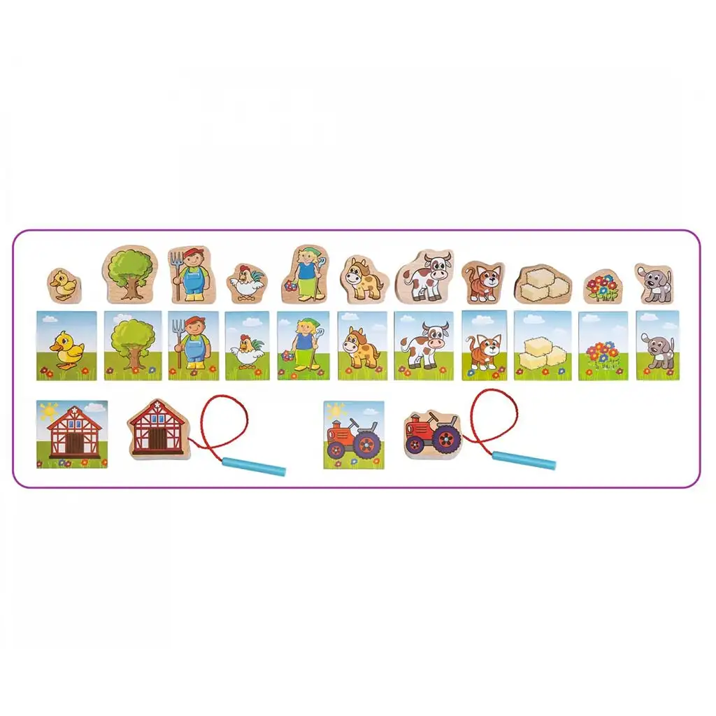 Eichhorn: Farmos fűzős fa játék 13db-os - Simba Toys kép 2