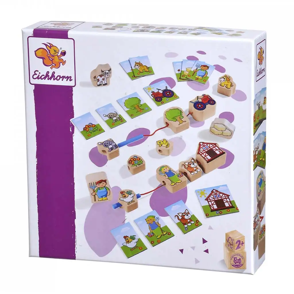 Eichhorn: Farmos fűzős fa játék 13db-os - Simba Toys kép 1