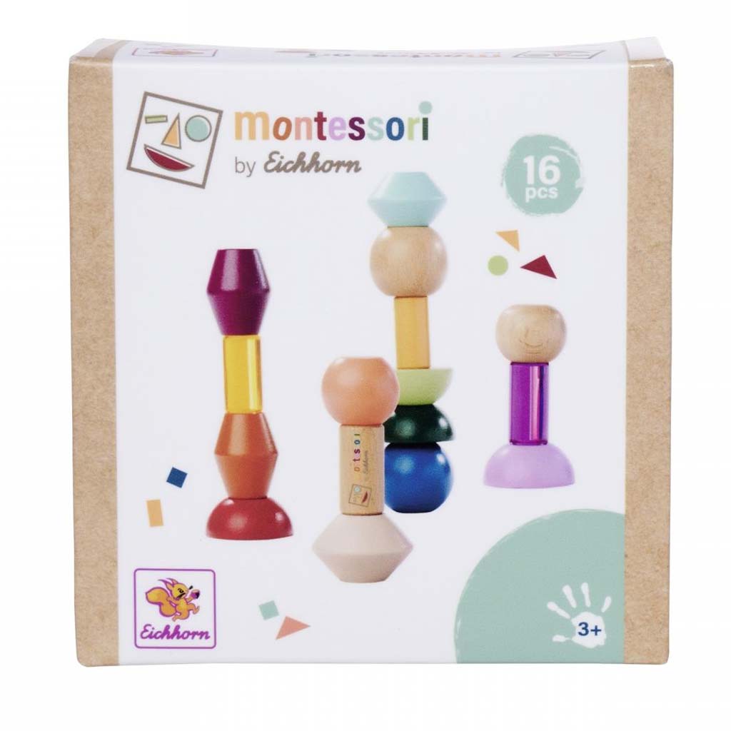 Eichhorn: Fa Montessori Toronyépítő Formák – Kreatív egyensúlyozó játék - Simba Toys kép 1