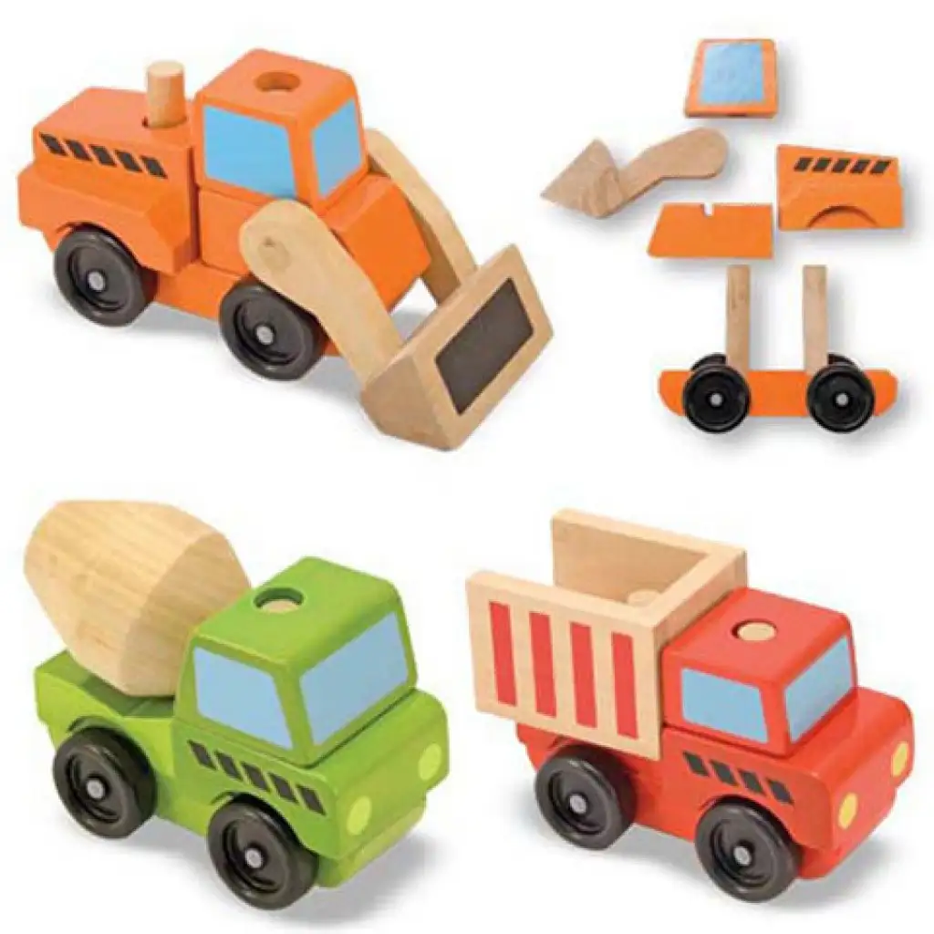 Építkezési fa jármű készlet - Melissa & Doug kép 2