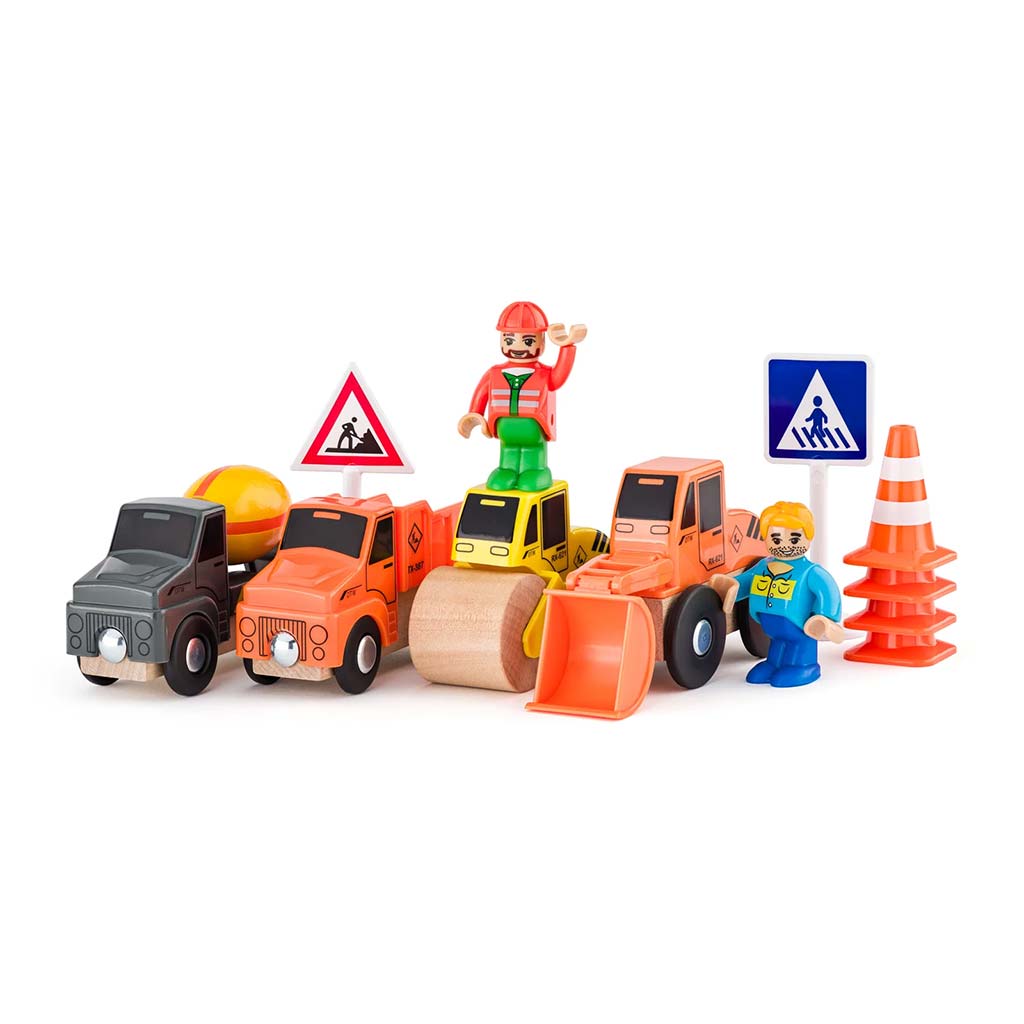 Építőipari járműves játékszett 12db-os - Woodyland kép 1