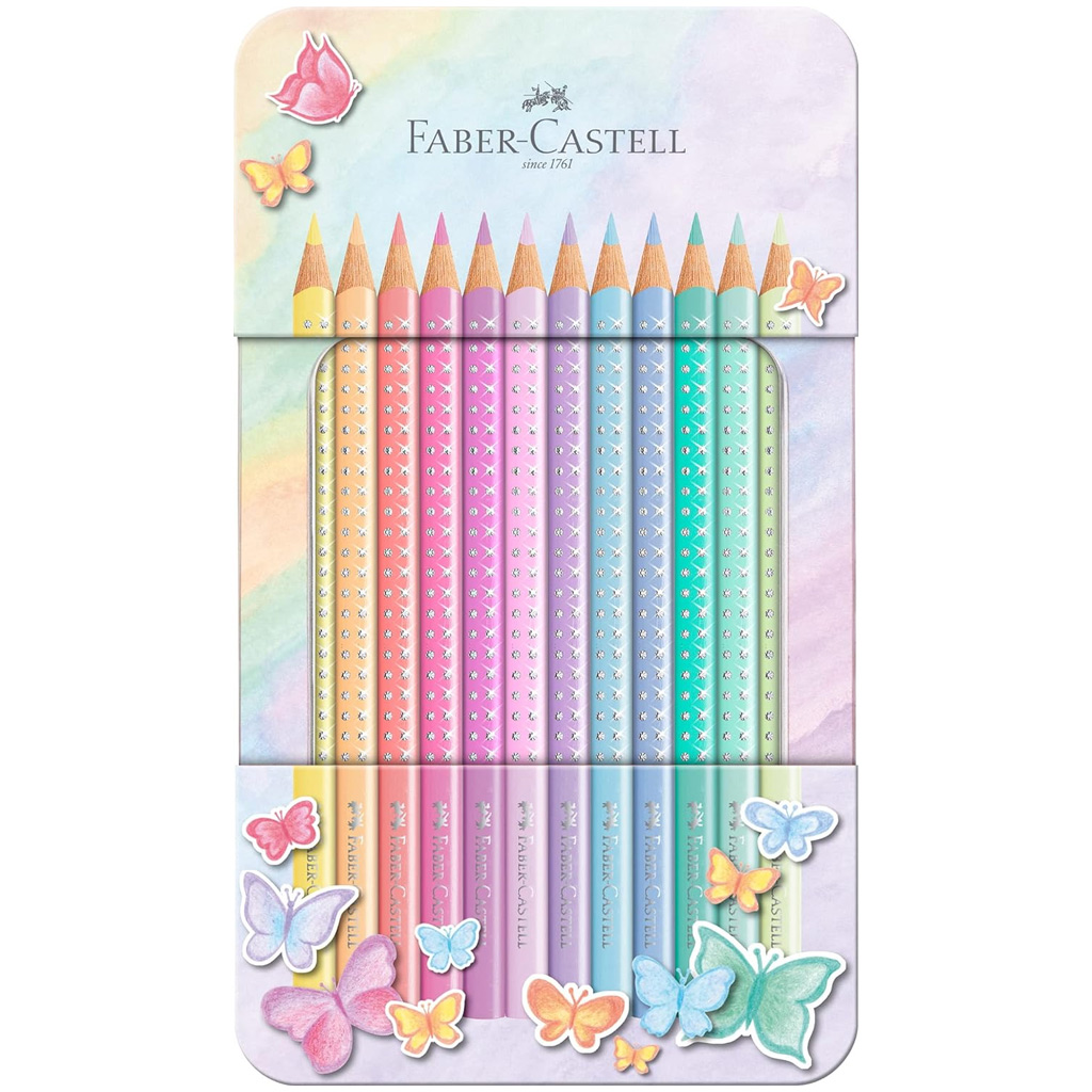 Faber-Castell: Sparkle 12db-os pasztell színes ceruza készlet fém dobozban kép 1