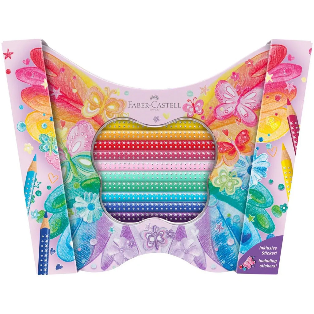 Faber-Castell: Sparkle Butterfly 20db-os színes ceruza készlet fém dobozban kép 1