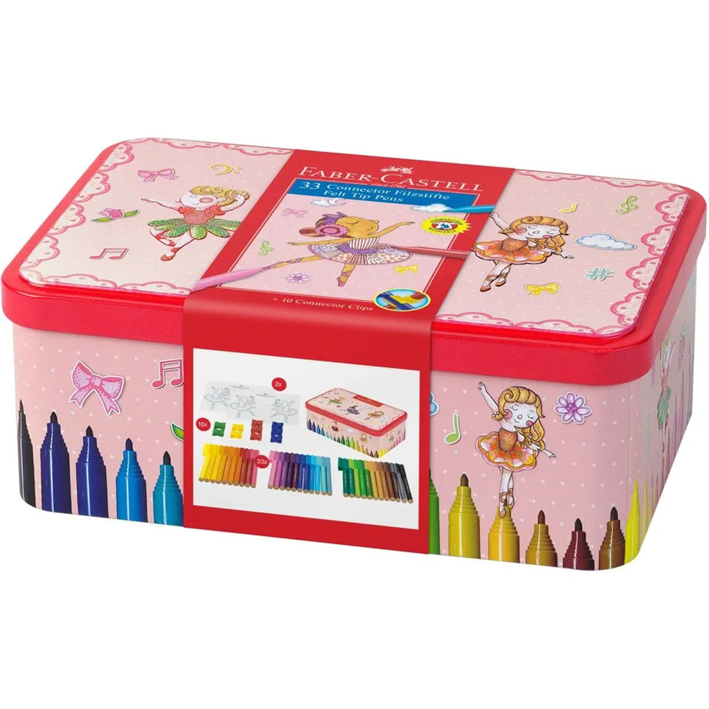 Faber Castell: Connector filctoll készlet 33db-os Ballerina mintás fém dobozban kép 1