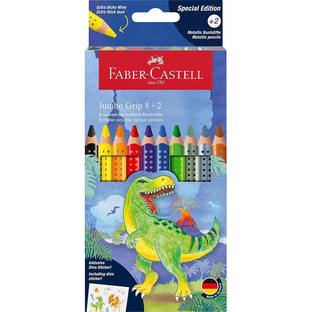 Faber-Castell: Jumbo GRIP dinoszauruszos színesceruza készlet 8+2db-os csomag kép 1
