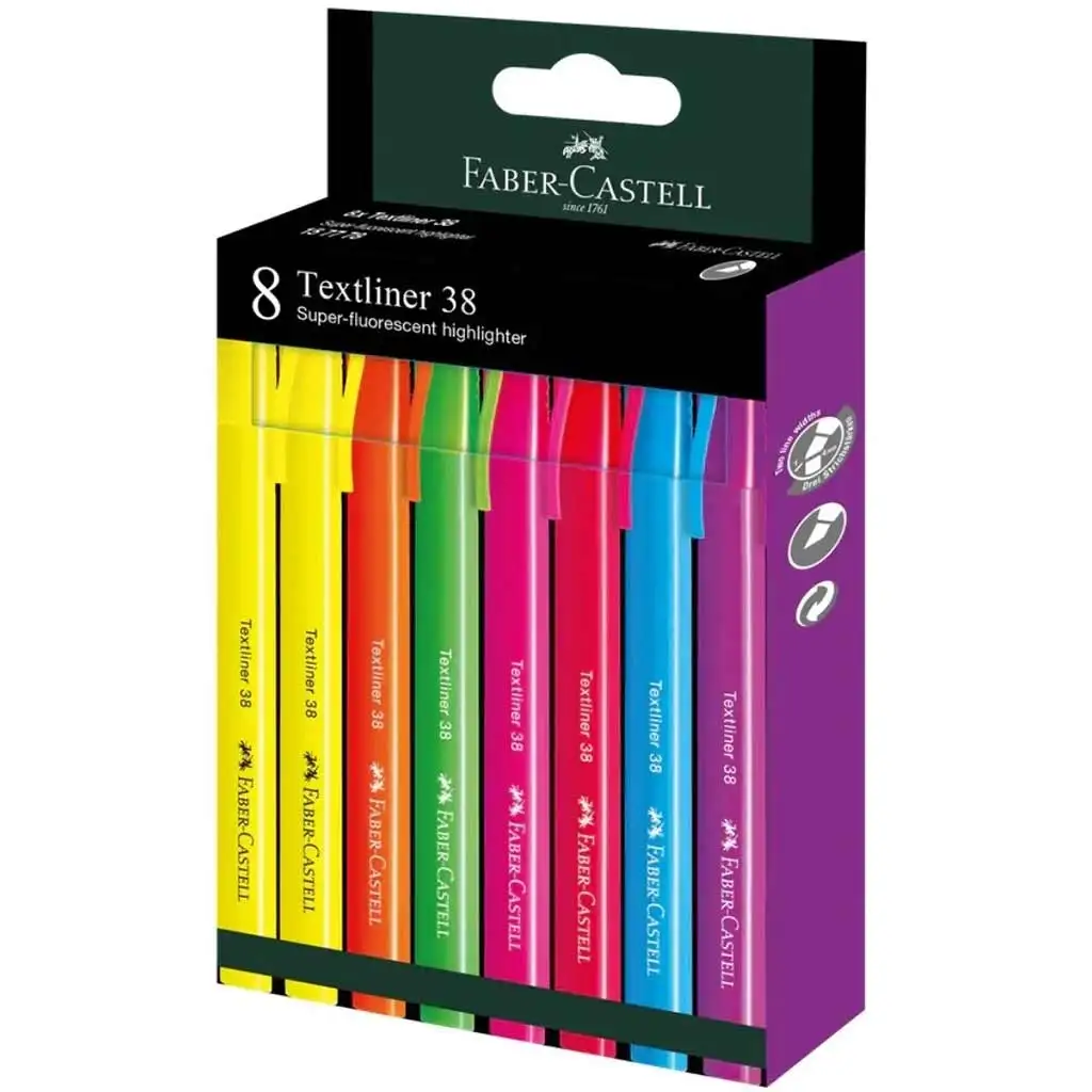 Faber-Castell: Textliner 38 Szövegkiemelő szett fluoreszkáló színekkel 8db-os csomag kép 1