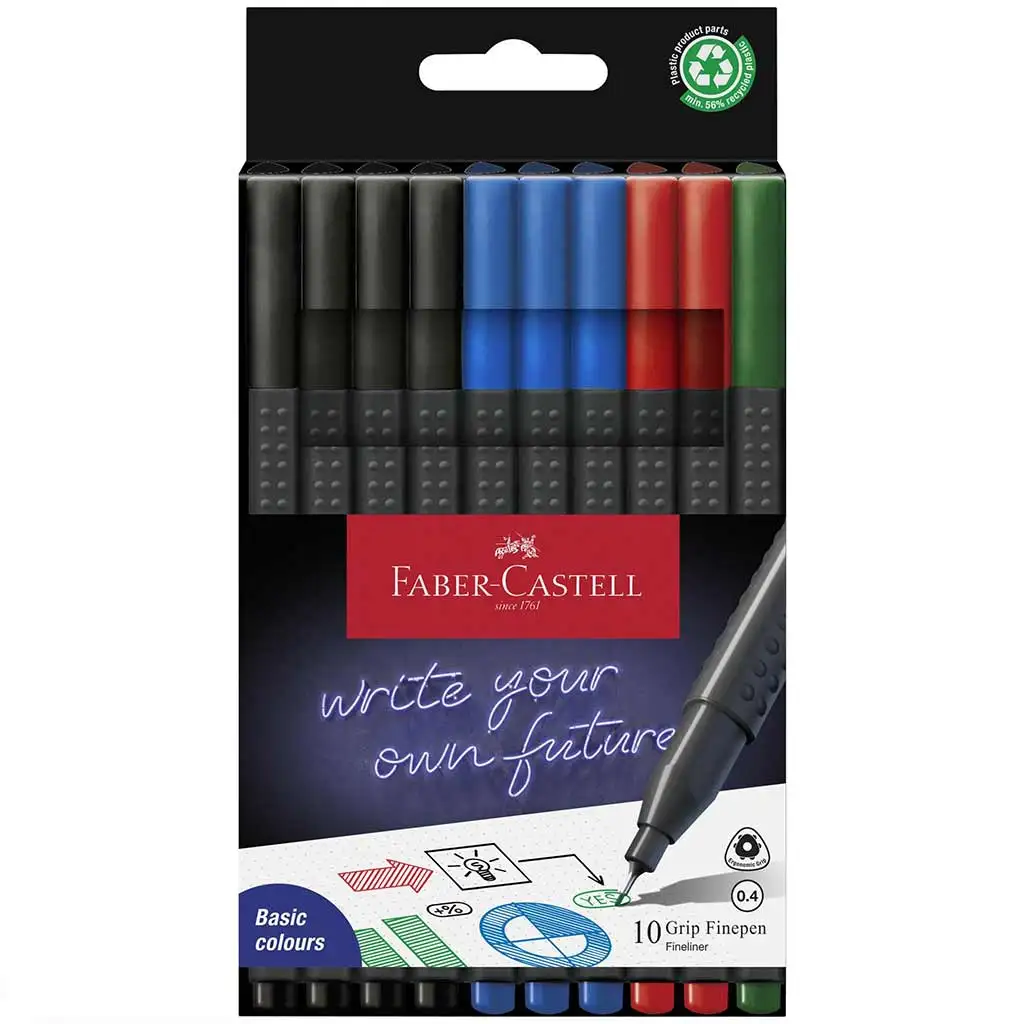 Faber-Castell: GRIP tűfilc 0,4mm-es heggyel 4 féle szín 10db-os szett kép 1