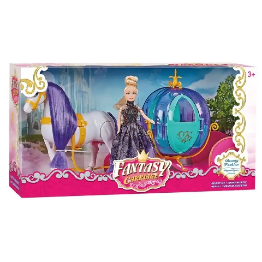 Fantasy varázslatos tökhintó szett lóval és babával kép 1