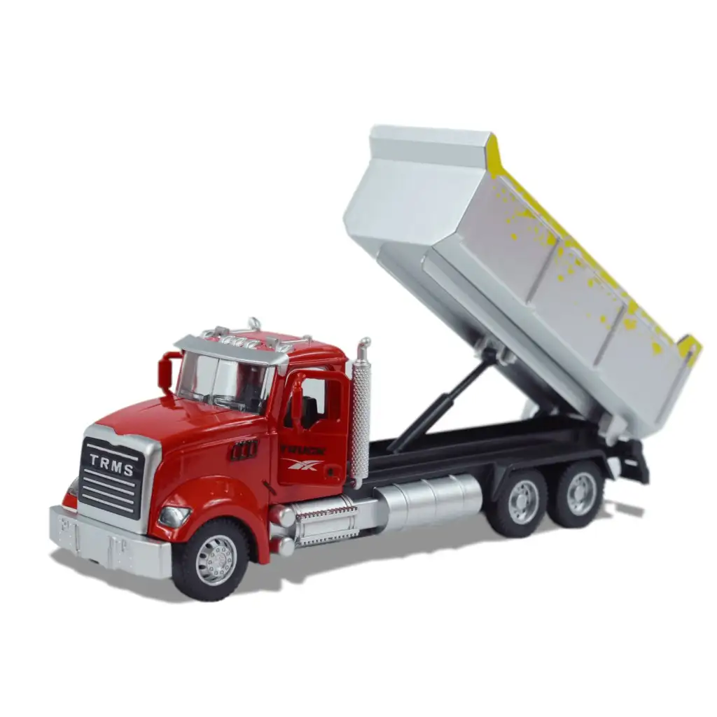 Heavy Duty Truck: Hátrahúzós fém billenőplatós teherautó modell nyitható ajtókkal 1/36 kép 3