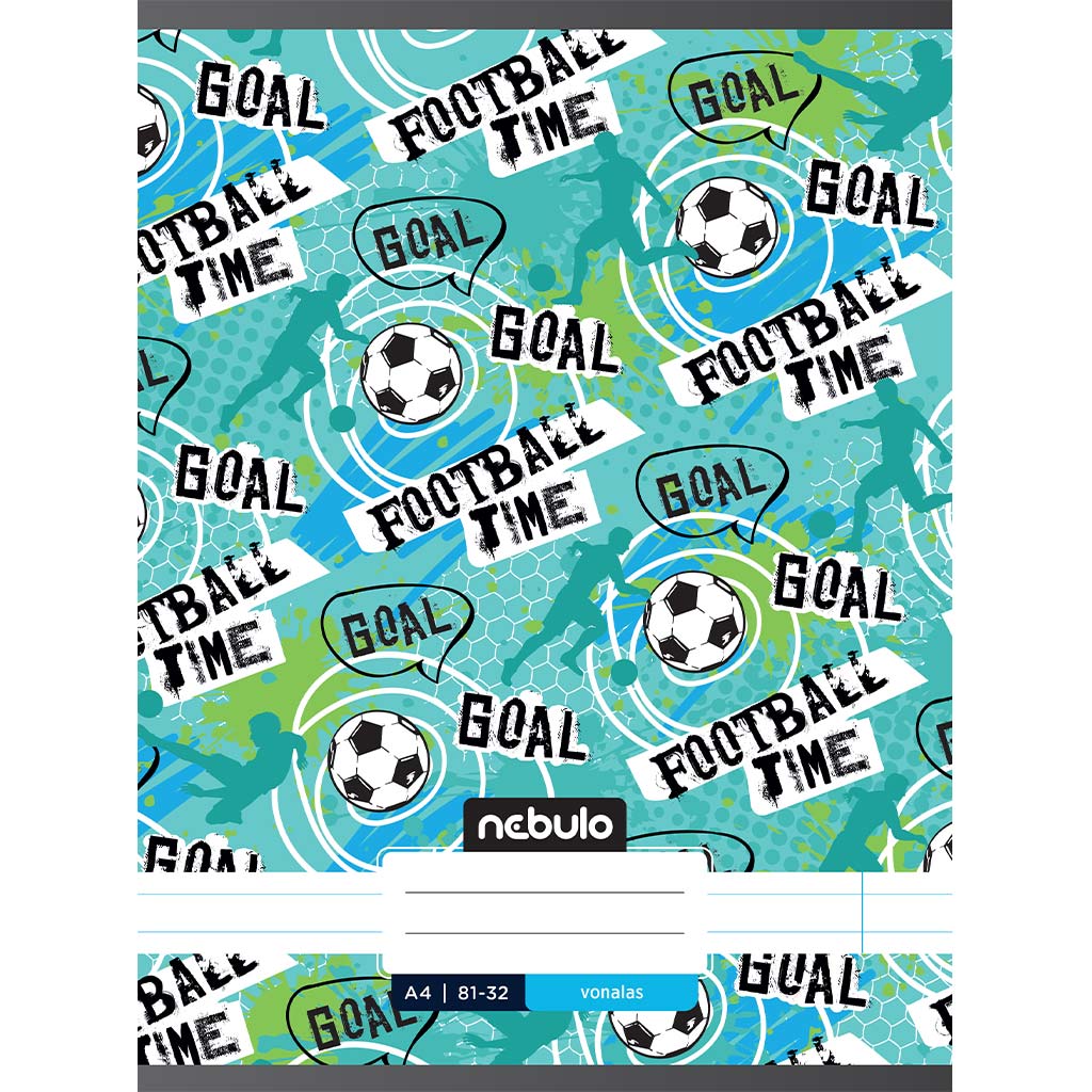 Nebulo: Tűzött vonalas football time feliratos füzet 81-32 A/4 kép 1