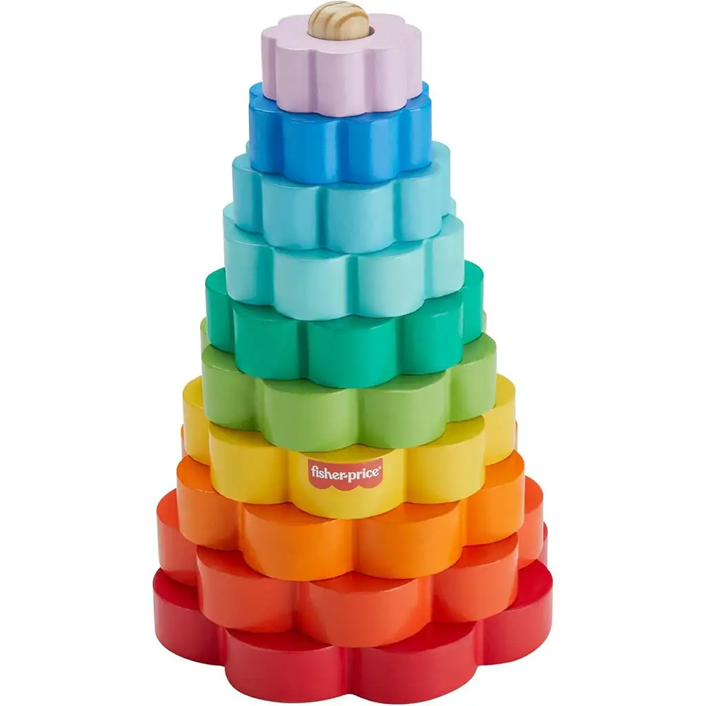 Fisher-Price: Wood Fa Gyűrűpiramis fejlesztő játék - Mattel kép 2