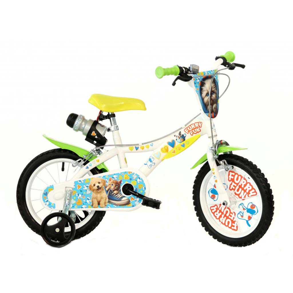 Furry Fun kutyás-cicás gyerek bicikli 14-es méretben - Dino Bikes kerékpár kép 1