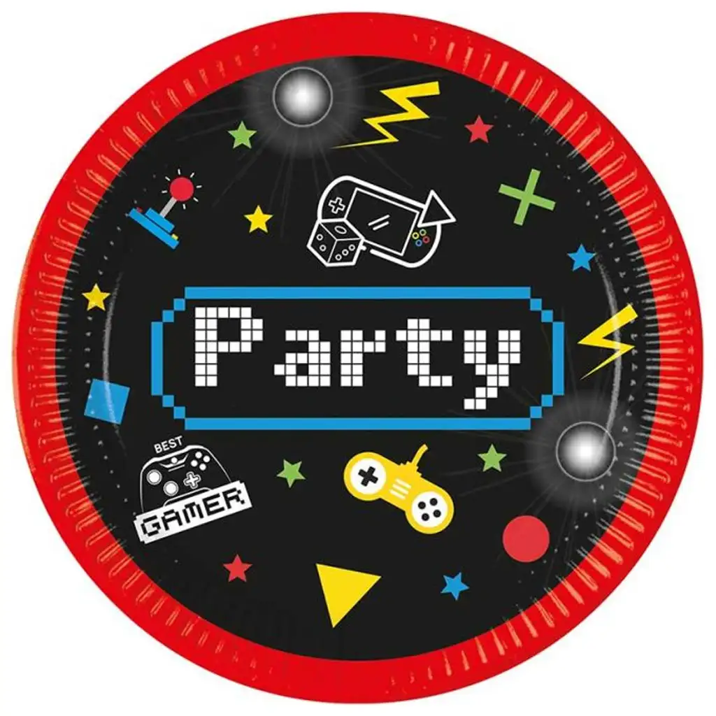 Gamer party mintás papírtányér 8db-os szett 20cm kép 1