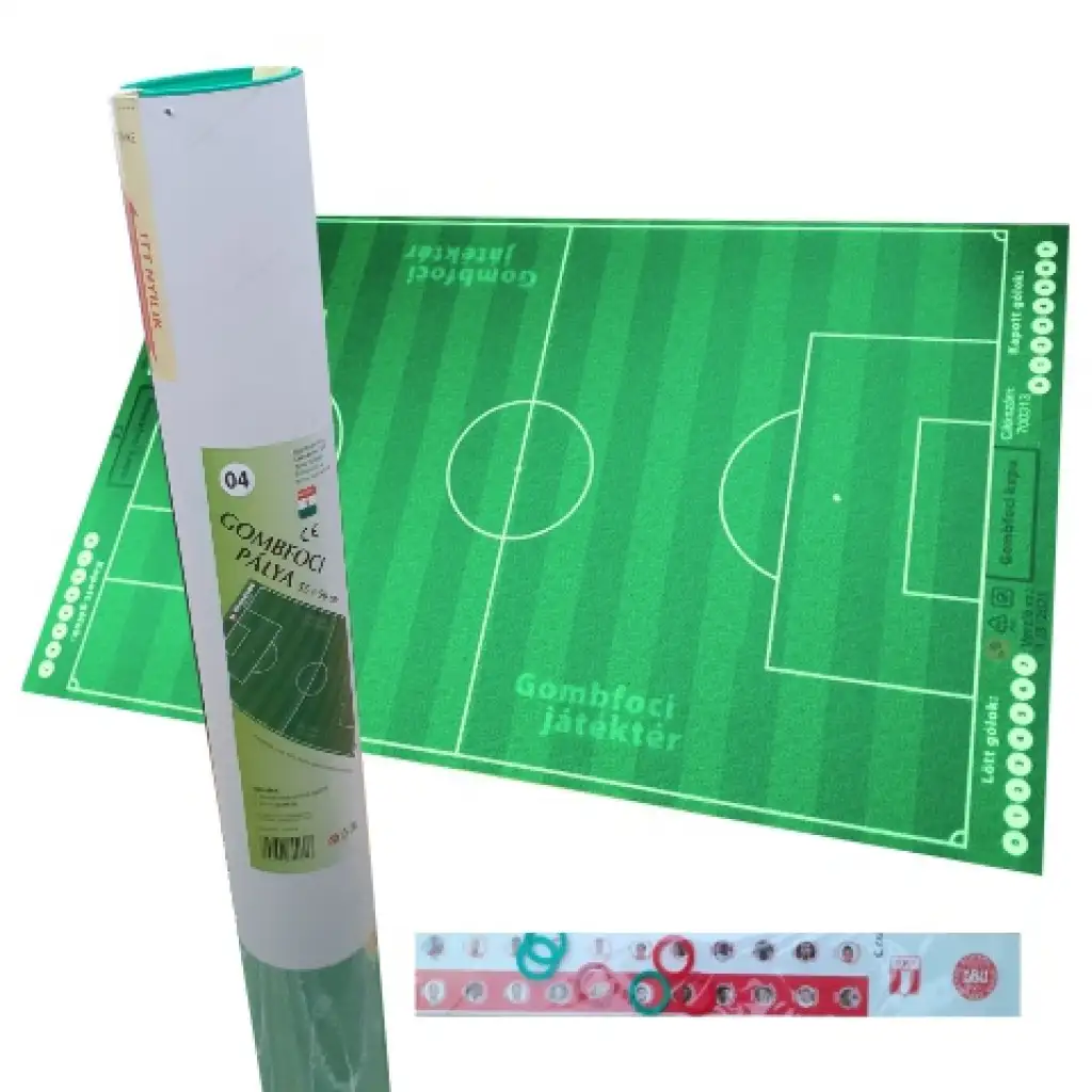 Gombfoci pálya 55x90cm-es, tárolóban ajándék csapatmatrica szettel kép 1
