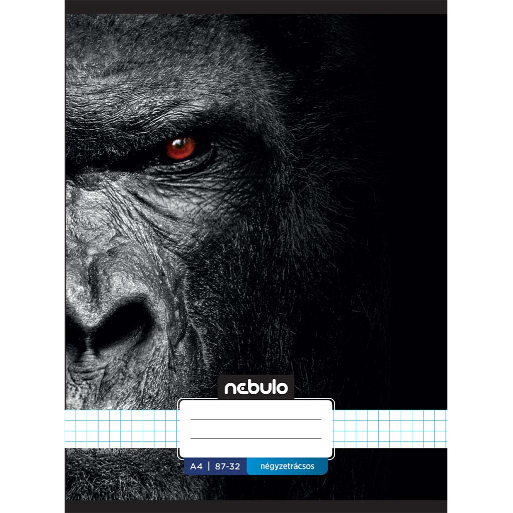 Nebulo: Tűzött kockás gorilla mintás füzet 87-32 A/4 kép 1