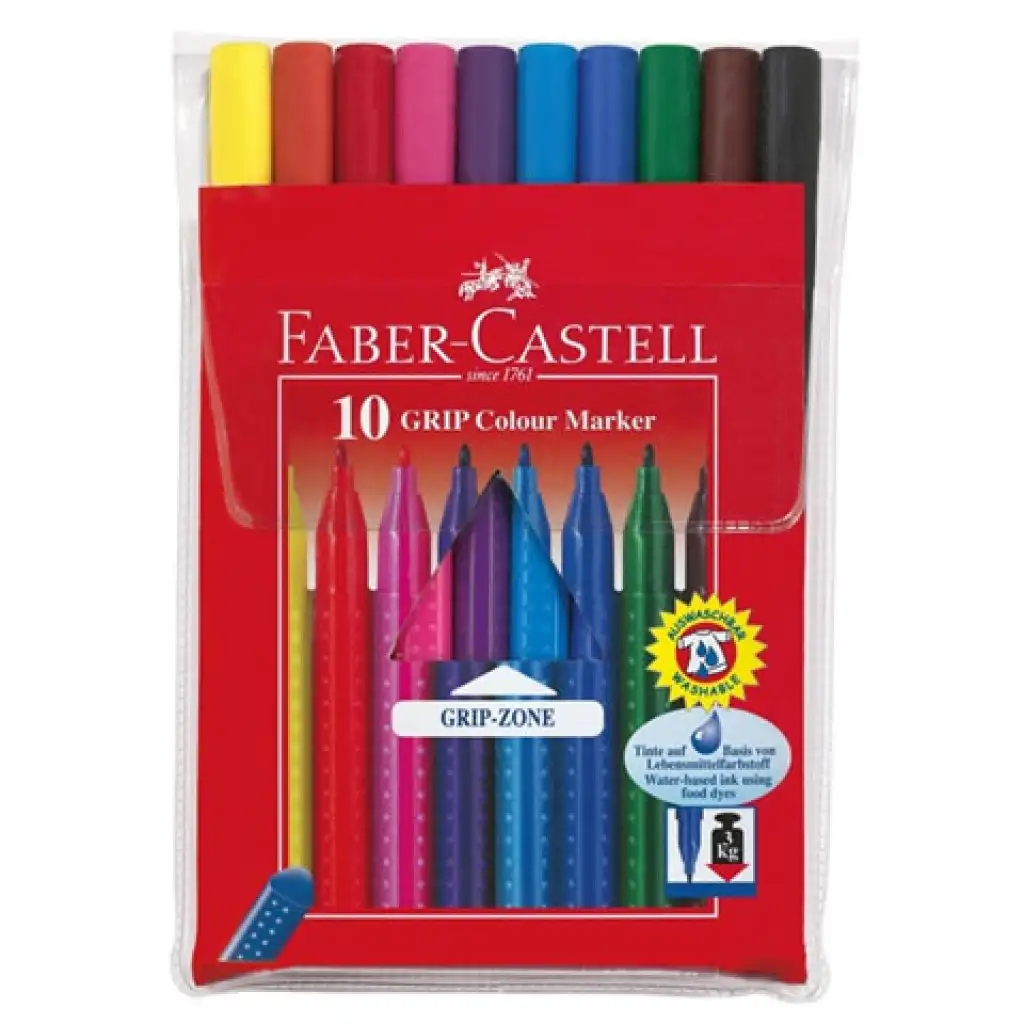Grip színes kimosható filctoll 10db-os szett - Faber-Castell kép 1