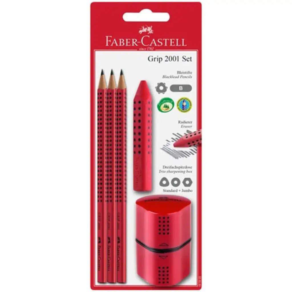 Faber-Castell: Grip piros írószer szett hegyezővel kép 1
