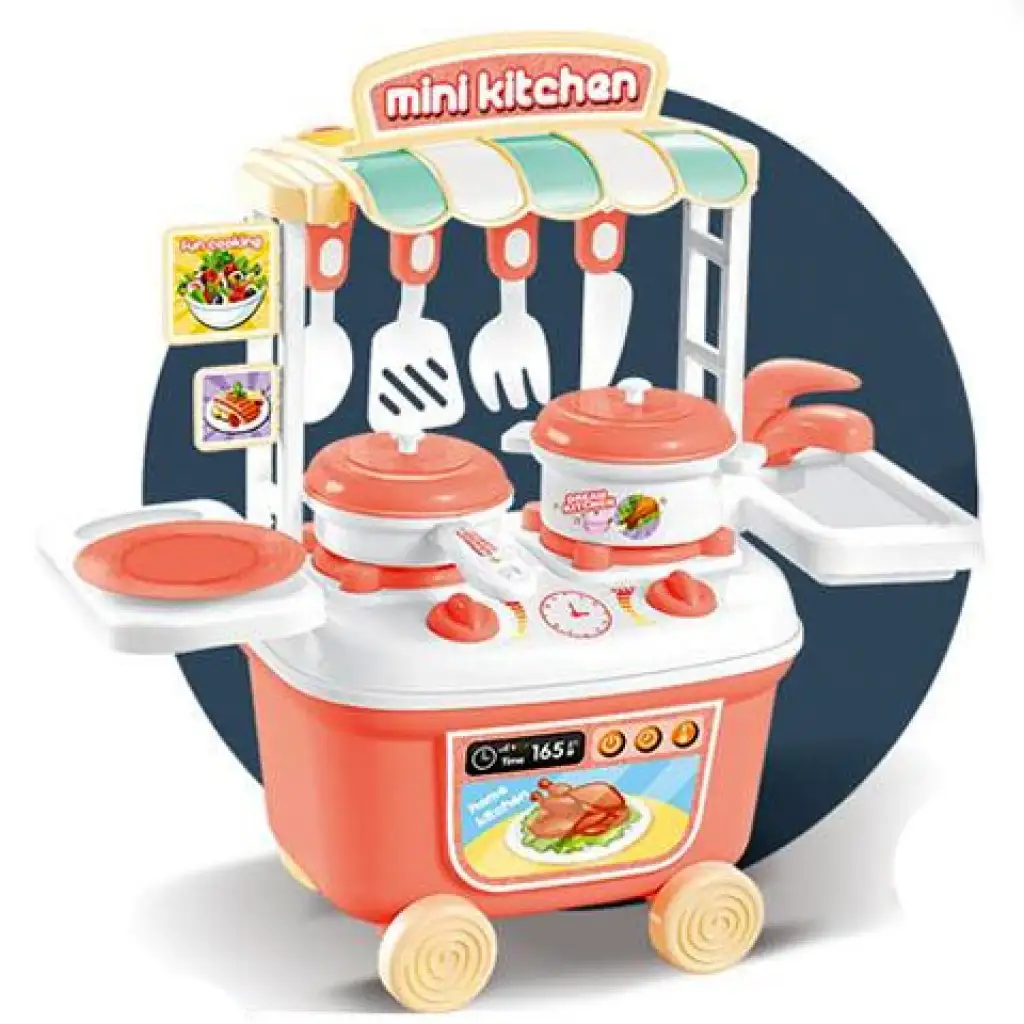 Gurulós Mini konyha szett barack színben kép 1