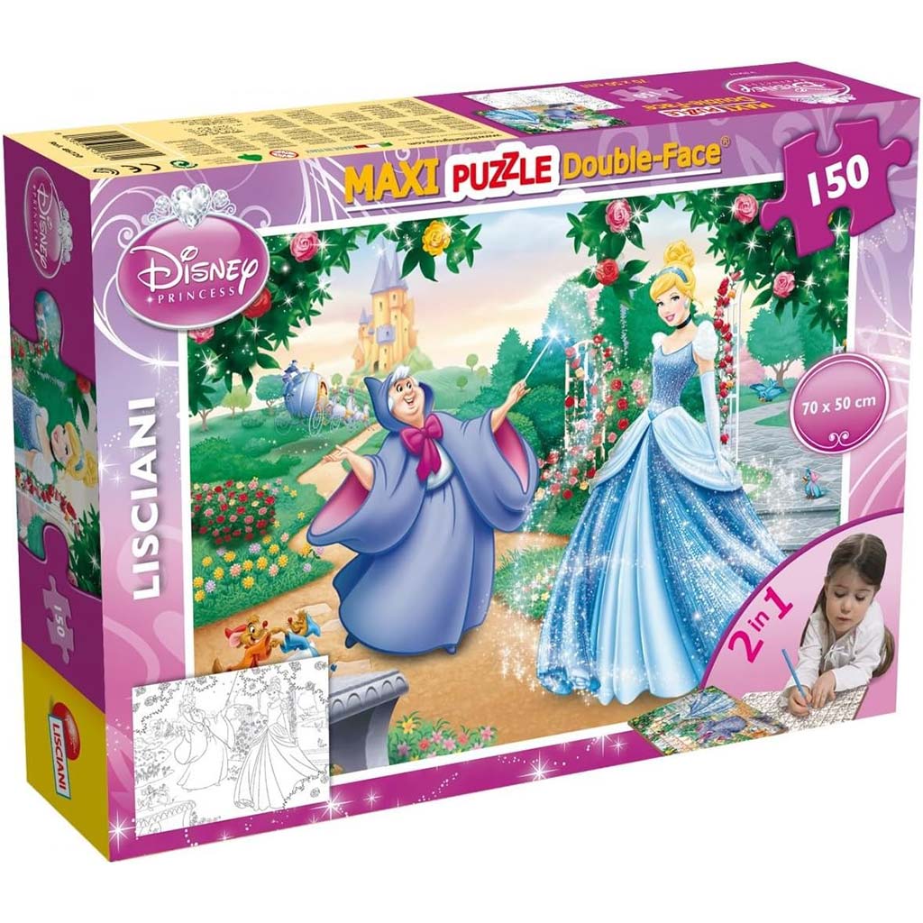 Disney Hamupipőke 2 az 1-ben maxi 150db-os puzzle és színező 70x50cm - Lisciani kép 1