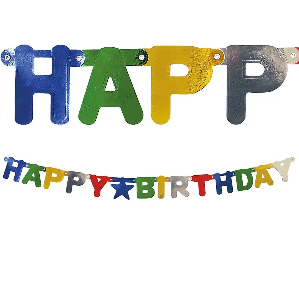 Happy Birthday fűzér – metál színekben kép 1