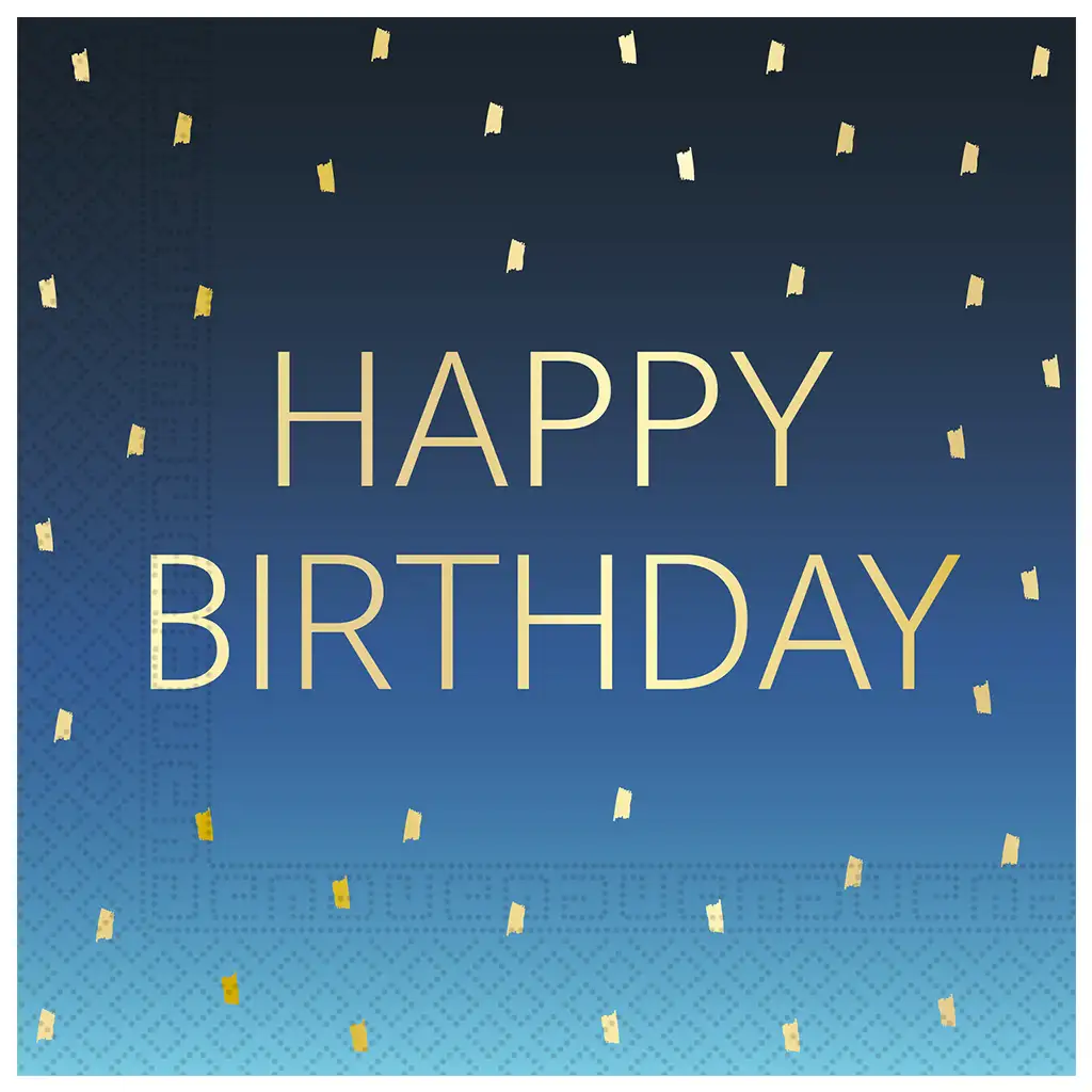 Kék színű szülinapi "Happy Birthday" feliratú 2 rétegű papírszalvéta 20db-os csomag kép 1