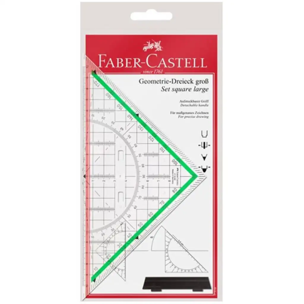 Faber-Castell: Háromszög alakú derékszög vonalzó eltavolítható fogóval 20cm-es kép 1