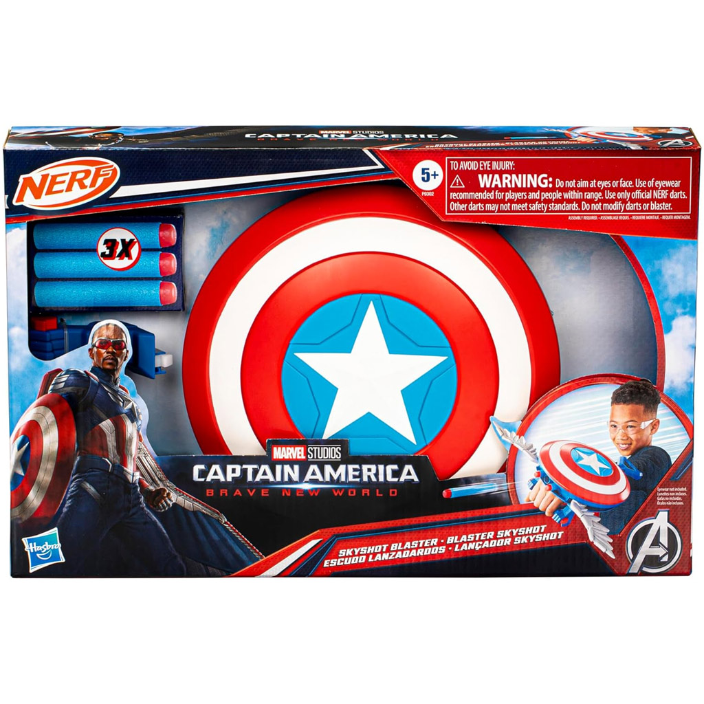 Nerf: Amerika Kapitány - Szép új világ Blaster skyshot szivacslövő pajzs - Hasbro kép 2