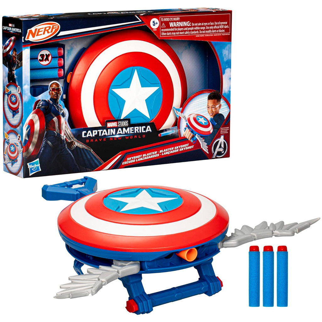 Nerf: Amerika Kapitány - Szép új világ Blaster skyshot szivacslövő pajzs - Hasbro kép 1