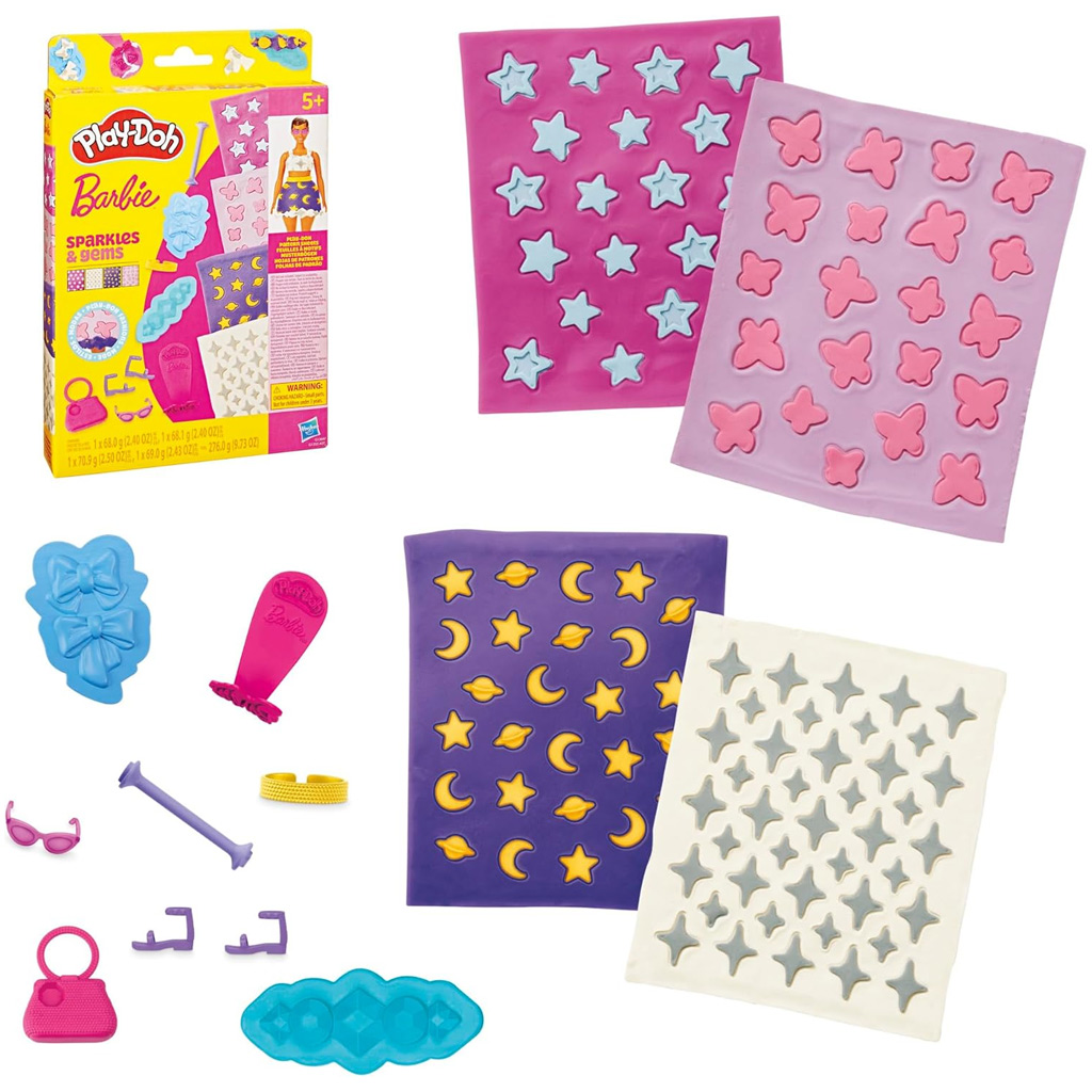 Play-Doh: Barbie csillogás és drágakövek gyurma szett - Hasbro kép 2