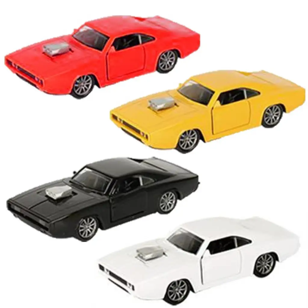 Hátrahúzós Dodge Charger 500 kisautó fénnyel és hanggal 1/32 többféle változatban kép 1