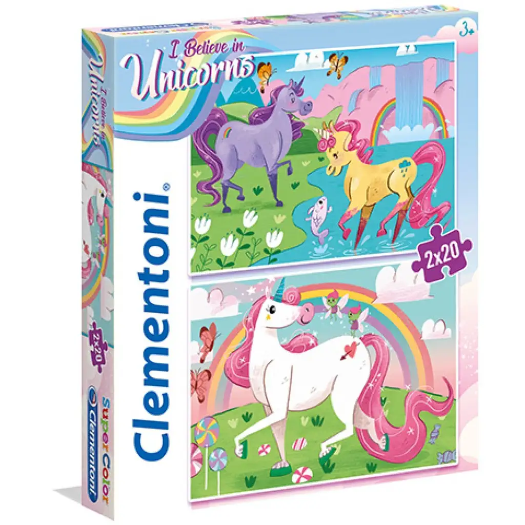 Hiszek az unikornisokban Supercolor 2 az 1-ben puzzle 2x20db-os - Clementoni kép 1