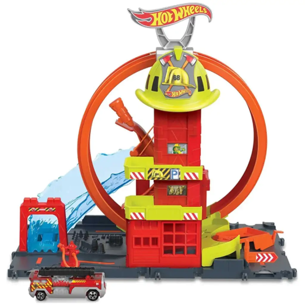 Hot Wheels City: Tűzoltóállomás játékszett - Mattel kép 1